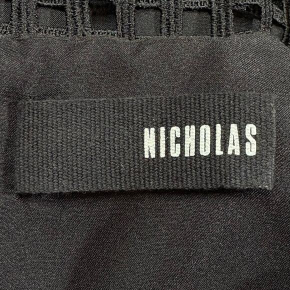 Nicholas Black Grid Lace Deep V Ball Midi Dress Size 10 AUS 6 US - Picture 4 of 6